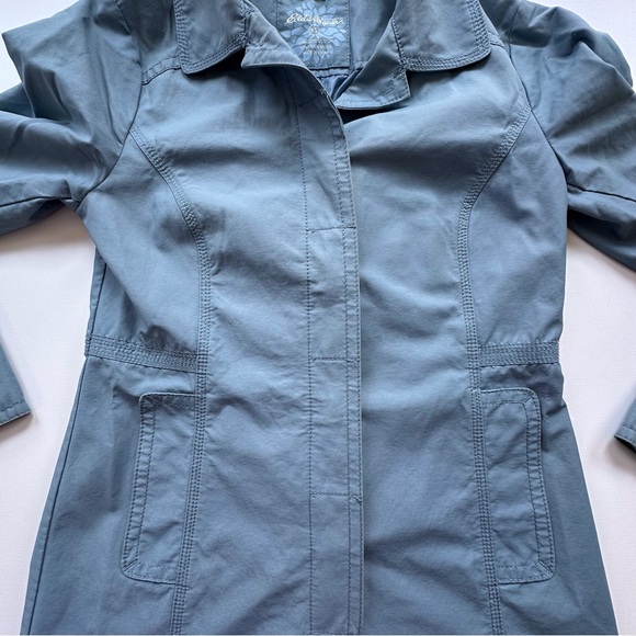 Eddie Bauer‎ mid length trench coat button closure periwinkle blue women’s XS - Picture 2 of 13
